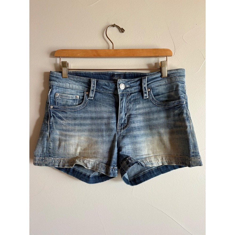 Daytrip Virgo Denim Shorts Womens 28 Blue Medium Wash Distressed DBK2017 Buckle